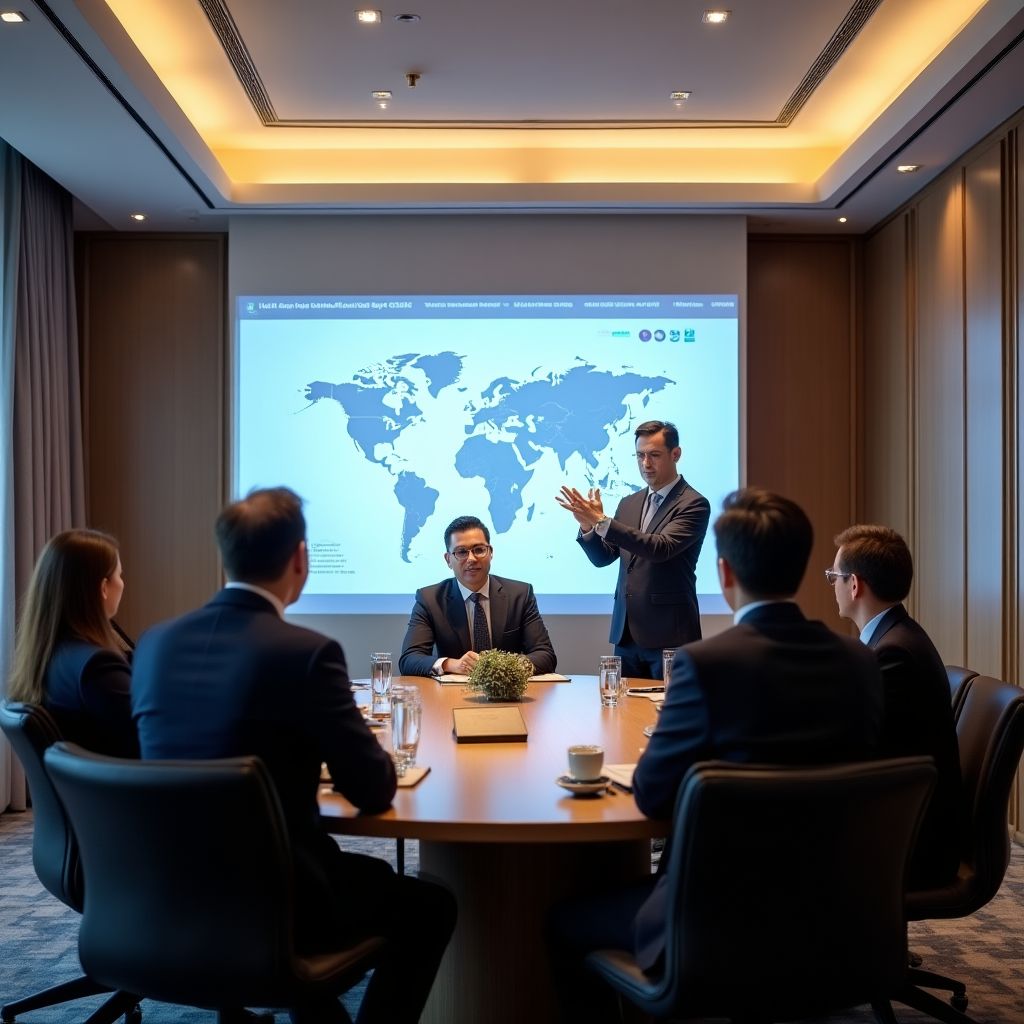 Reunión con clientes internacionales